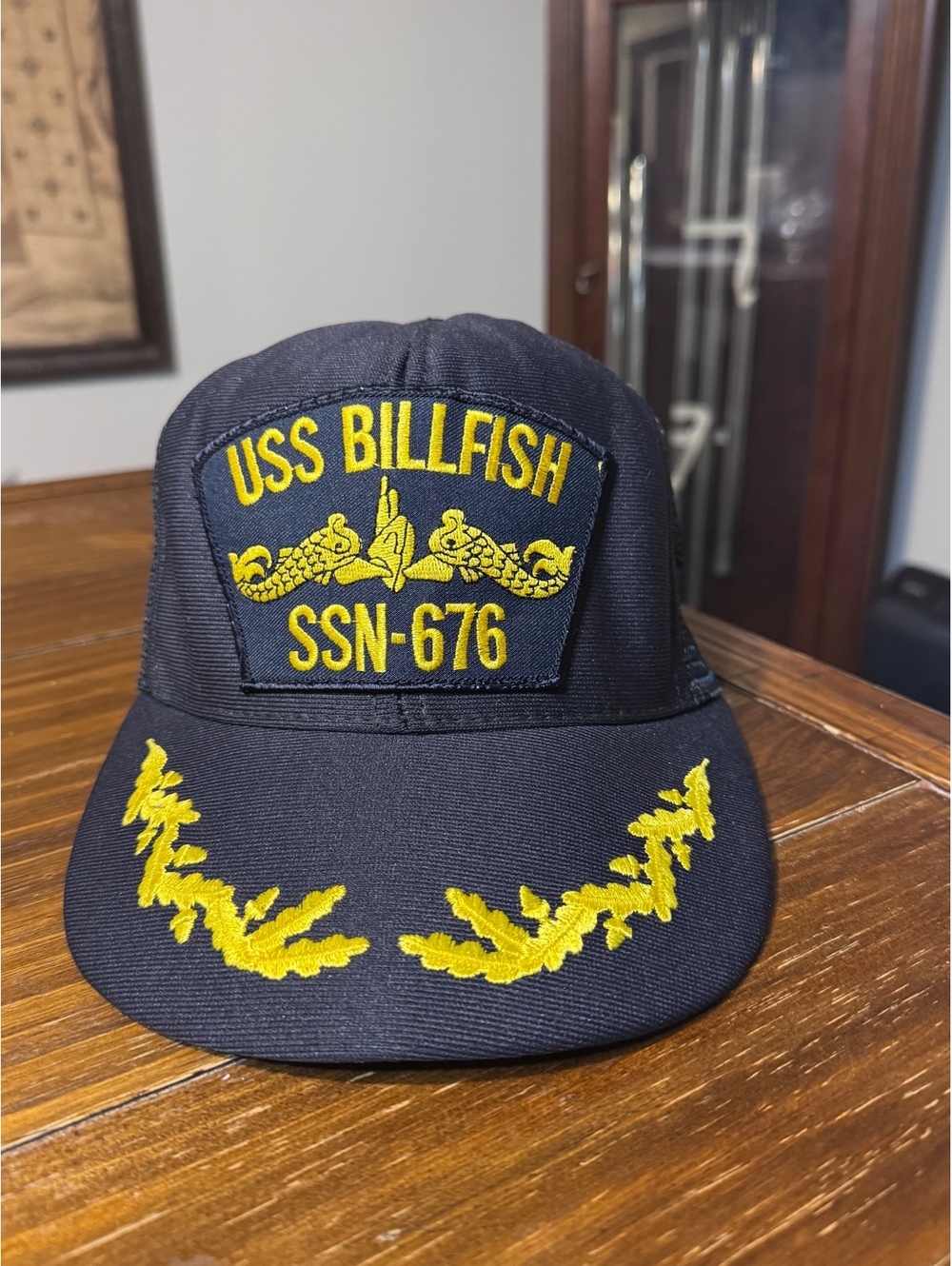 Vintage USS Billfish SSN-676 US Navy Submarine Trucker Hat Made USA Dolphins